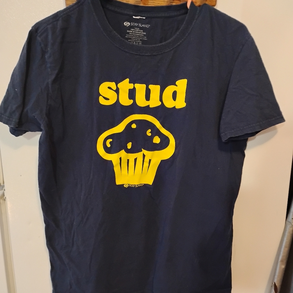 Navy Blue MensShirt with Yellow Graphic
